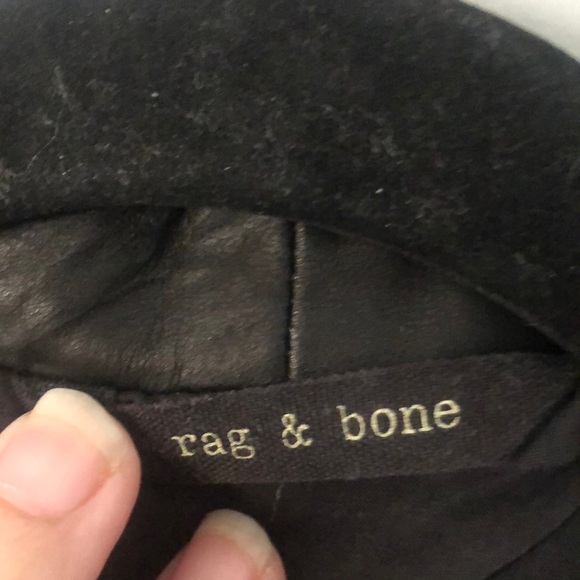 ⭕️ PRICE FIRM Rag & Bone Black Leather Trim Tuxedo Blazer Size 4 - Picture 2 of 6